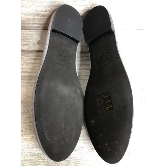 TORY BURCH Cap Toe Quilted Ballet Flat Bay Gray Leather Shoes Sz 10 BRAND NEW - Picture 6 of 10